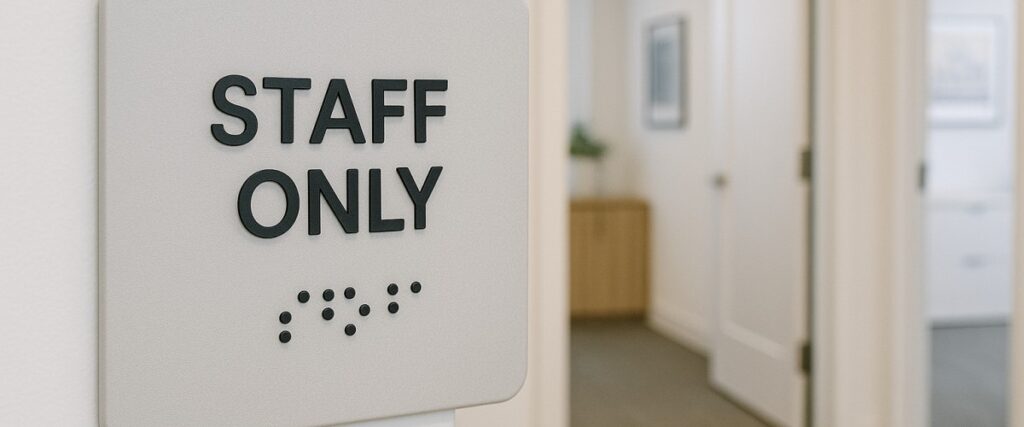 staff only braille sign print